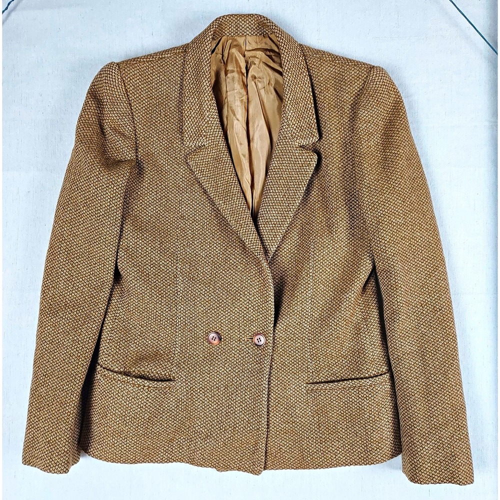 Vintage ILGWU Brown Women's Blazer Size 4 Herringbone Tweed